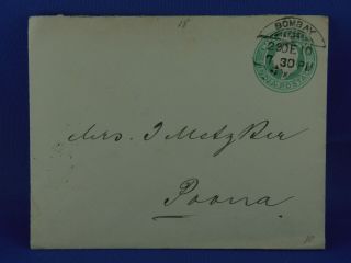 India Old Postal Stationery Half Anna 1910 Bombay To Puuna (n3/59)