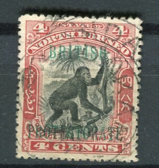 North Borneo; Early 1900s Pictorial British Protectorate 4c.  Postmark