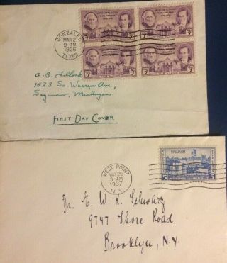 1936 Us Fdc Block Of 4 Three Cent Alamo 1st Day Cancel,  West Point Fdc