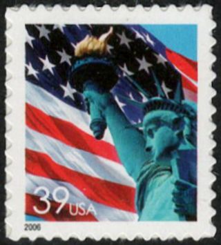 Usa Sc.  3978 39c Flag & Liberty 2006 Mnh Sa Pane Single