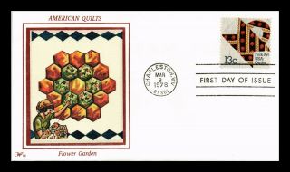 Dr Jim Stamps Us Flower Garden American Quilts Folk Art Fdc Silk Cover