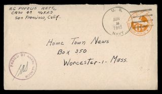 Dr Who 1945 Navy Casu 49 Airmail Stationery To Usa Wwii Censored E48496