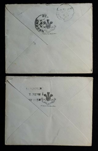 2 Kgv Covers 1913 2nd Battalion The Welch Regt To London Forwarded Belfast/down