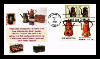 Dr Jim Stamps Us Pennsylvania Toleware Folk Art Tea Pots Combo First Day Cover