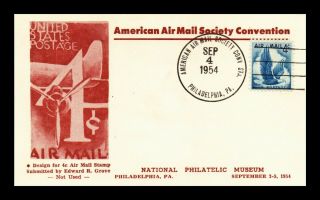 Dr Jim Stamps Us Aams Event Air Mail Postal Card 1954 Philadelphia