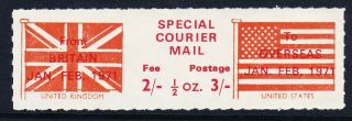 Post Strike 1971 Special Courier Usa Flag Unmounted - Cinderella
