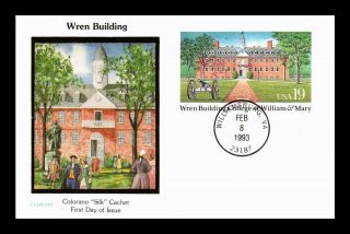 Us First Day Card Wren Building College Of William & Mary Colorano Silk Cachet