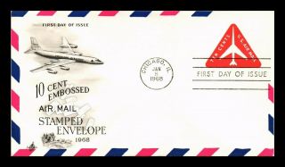 Dr Jim Stamps Us Embossed 10c Air Mail Fdc Art Craft Postal Stationery Cover