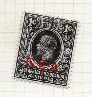 East Africa Uganda 1917 - 21 Early Issue Fine Hinged 1c.  Gea Optd 293706