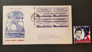 Mrstuff Summer Blow Out 1945 First Day Cover 5c Toward United Nations Blk Of 4