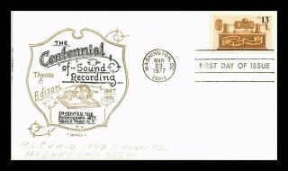 Dr Jim Stamps Us Sound Recording Centennial Art O Pages First Day Cover