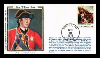 Dr Jim Stamps Us General William Howe American Bicentennial Fdc Cover Silk