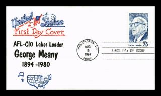 Us Cover George Meany Afl - Cio Labor Leader Fdc Abc Cachet