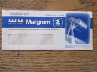 Western Union Mailgram 1st mailgram sent via satellite & 1 st cover 2