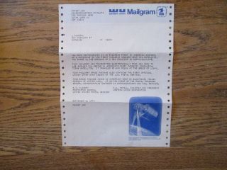 Western Union Mailgram 1st mailgram sent via satellite & 1 st cover 3