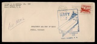 Dr Who 1948 Navy 128 Pearl Harbor Hawaii Airmail Navy Day Cachet E46186