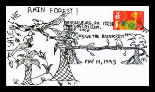 Dr Jim Stamps Us Save The Rain Forest Hand Drawn Cover Mercersburg Pennsylvania
