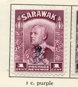 Sarawak 1947 Early Issue Fine Hinged 1c.  Optd 216356