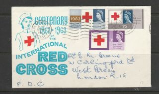 Gb Fdc 1963 Red Cross Ord,  Illus,  Heathfield Sussex Cds,  Hand Addressed