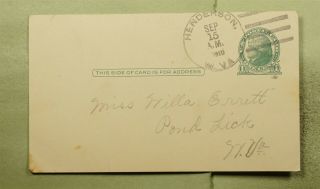 Dr Who 1916 Henderson Wv Postal Card To Pond Lick Wv E46460