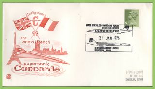 G.  B.  1976 First Scheduled Commercial Flight Of Concorde From Heathrow Cover