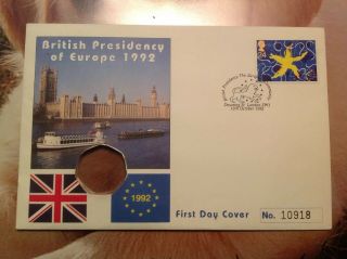 1992 First Day Coin Cover - British Presidency Of Europe 50 Pence Cover Only