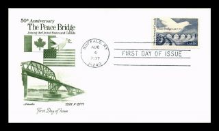 Us Cover Peace Bridge Joining Us And Canada 50th Anniversary Fdc Artmaster