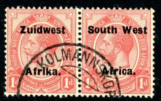 South West Africa 1923 1d Pair Setting Vi Sg 30 Fu 1