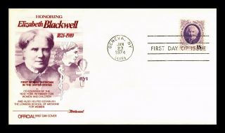 Dr Jim Stamps Us Elizabeth Blackwell First Day Cover Geneva York Fleetwood