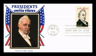 Dr Jim Stamps Us President James Buchanan Colorano Silk Fdc Cover Chicago