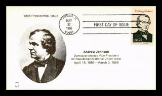 Dr Jim Stamps Us Andrew Johnson President Fdc Bell Cachet Cover Chicago
