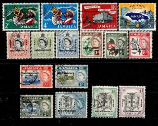 Jamaica 1962 Selection Of Queen Elizabeth Ii & Independence Stamps To £1