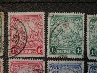 Barbados Stamps SG 248/256 part set with different perfs all GU issued 1938 - 47. 3