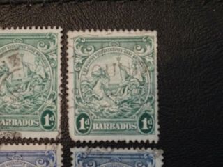 Barbados Stamps SG 248/256 part set with different perfs all GU issued 1938 - 47. 4