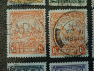 Barbados Stamps SG 248/256 part set with different perfs all GU issued 1938 - 47. 5