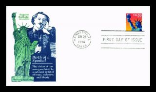Dr Jim Stamps Us Auguste Bartholdi Statue Of Liberty Fdc Gamm Cover