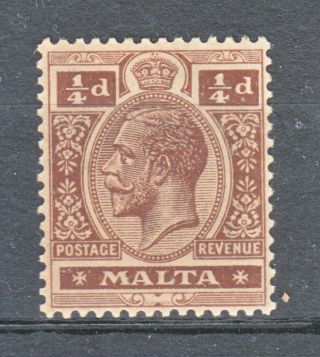 Malta 1914 1/4d Brown George V Mh