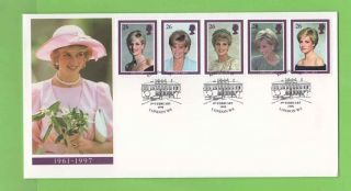G.  B.  1998 Princess Diana Memorial Set On U/a First Day Cover,  Kensington