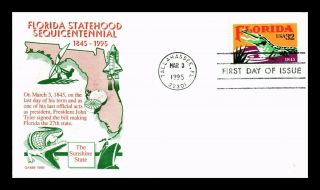 Us Cover Florida Statehood Sesquicentennial Fdc Gamm Cachet