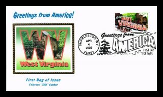 Us Cover West Virginia Greetings From America Fdc Colorano Silk Cachet