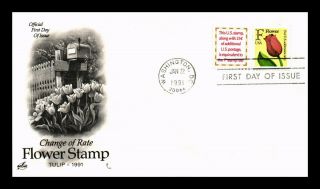 Dr Jim Stamps Us Flower Stamp Tulip Change Of Rate Fdc Cover Dual Franked