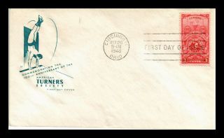 Us Cover American Turners Society Fdc House Of Farnum Cachet Scott 979