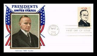 Dr Jim Stamps Us President Calvin Coolidge Colorano Silk Fdc Cover Chicago