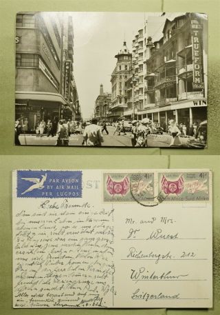 Dr Who 1954 South Africa Johannesburg Eloff St Pc To Switzerland Airmail E43955