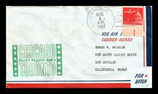 Dr Jim Stamps Us Chicago Am 1 First Flight Air Mail Cover Toronto
