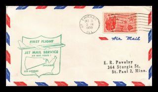 Dr Jim Stamps Us Chicago Am 1 First Flight Air Mail Cover Los Angeles Backstamp