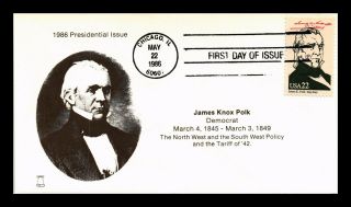 Dr Jim Stamps Us President James K Polk First Day Cover Chicago Bell Cachet
