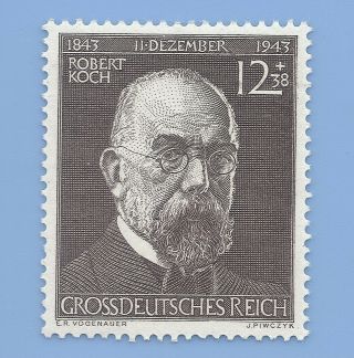 Germany Nazi Third Reich 1943 Nazi Robert Koch 12,  38 Stamp Mnh Ww2 Era 54