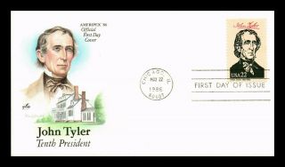 Dr Jim Stamps Us President John Tyler Ameripex First Day Cover Art Craft