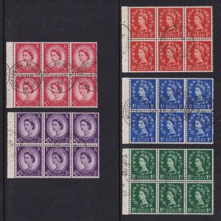Great Britain Stamps From Booklets Sc 353a,  354a,  355a,  357c,  358a